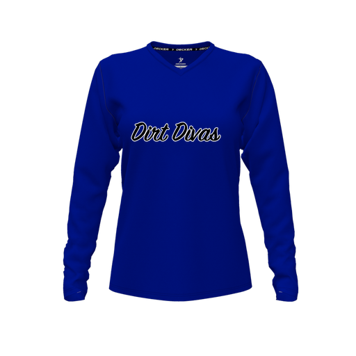 [FTLVCFRY-FYXS-LOGO1] Decker Comfort T-Shirt (Female Youth XS, Royal, V Neck, Long Sleeve)