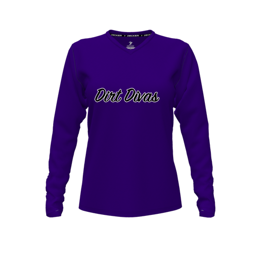 [FTLVCFPP-FYXS-LOGO1] Decker Comfort T-Shirt (Female Youth XS, Purple, V Neck, Long Sleeve)